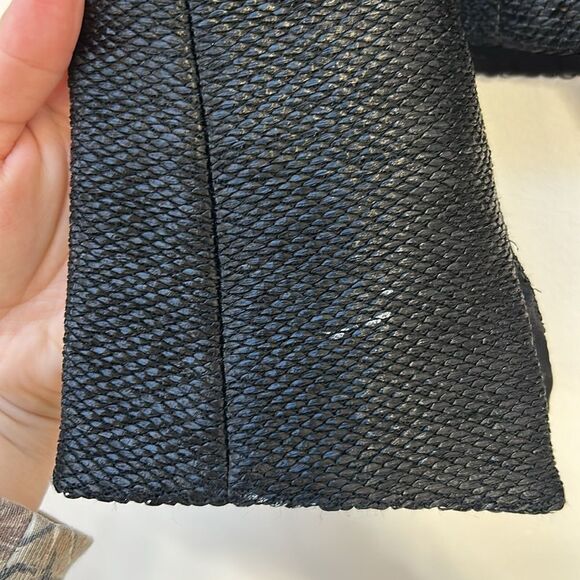 Akris Blazer Jacket Cropped Structured Collarless Shine Woven Twill Moto Size 10 - Picture 5 of 11